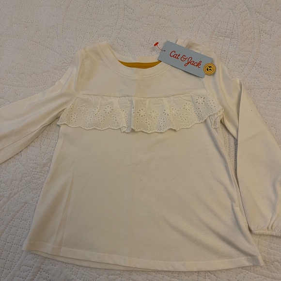 Cat and Jack Long Sleeve Top Eyelet Ruffle 3T  NWT - Picture 1 of 9